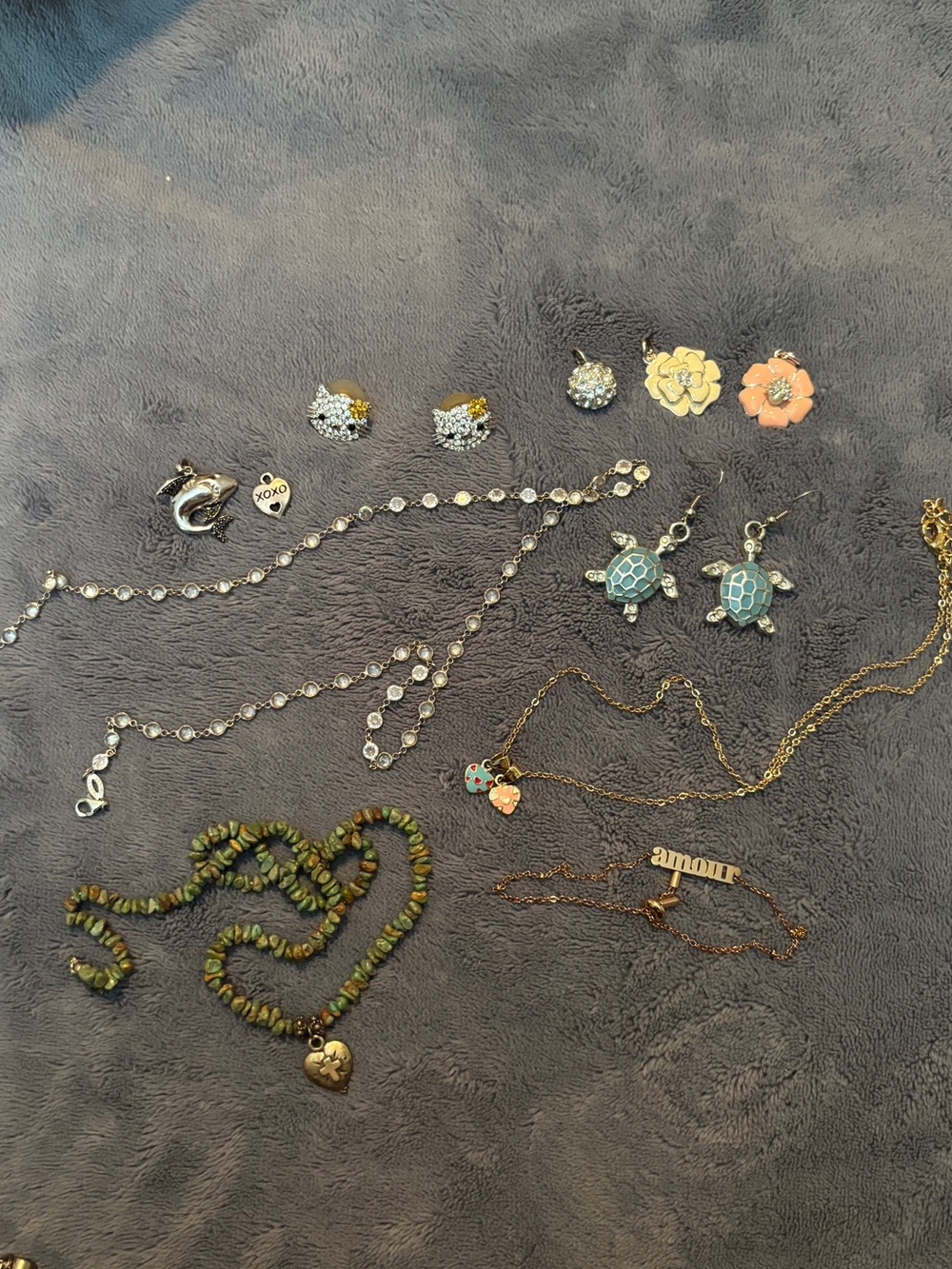 Mixed Women's Jewelry Set - Silver, Gold, Pink, Green Accents